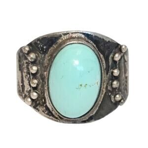 Vintage Fred Harvey Era Persian Turquoise High Dome Ring